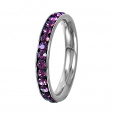 Stainless Steel February Amethyst Birthstone Stackable Eternity Ring